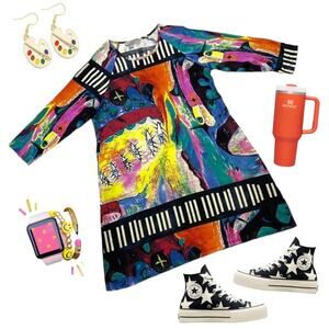 Artist abstract dress colorful